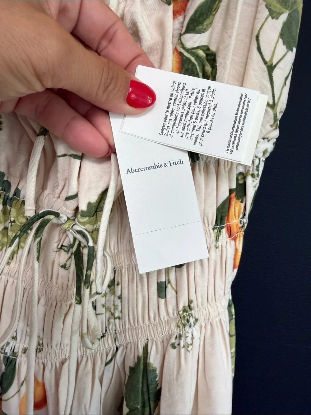 Abercrombie & Fitch Cream Maxi Dress with Orange & Green Fruit Print